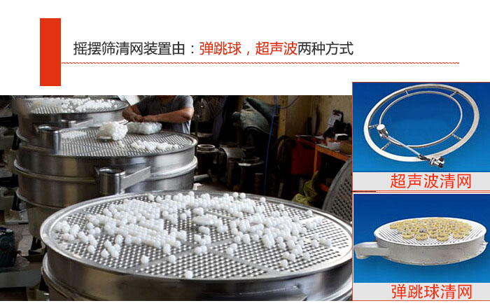 搖擺篩清網裝置由:彈跳球,超聲波兩種方式